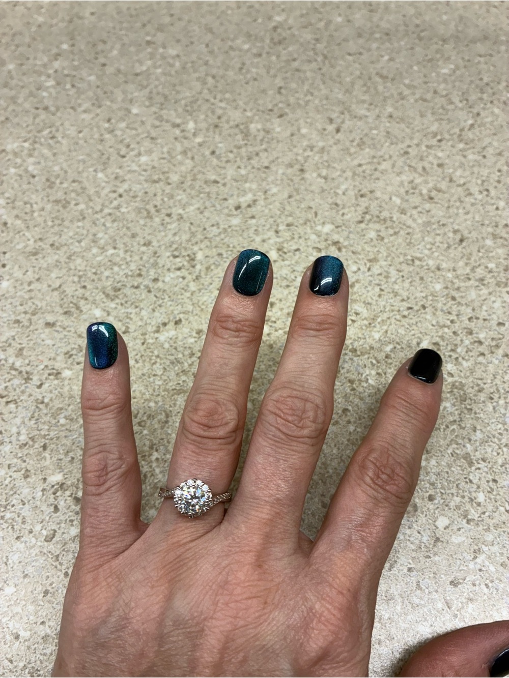 Moissanite Diamond Halo Engagement Ring in - Sparkling silver size 6